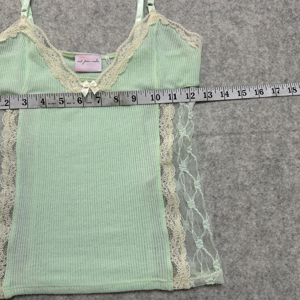 Out From Under Lace Trim Ribbed Cami Top XS Coquette Balletcore Fairycore Soft - Picture 6 of 12